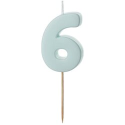 PARTY DECO svečka za rojstni dan številka 6, svetlo modra, velikost 5,5 cm Cene