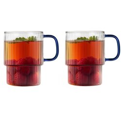 Vialli Design Modre steklene skodelice v kompletu za kapučino 2 ks 350 ml Livio – Cene