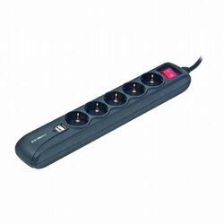Energenie nap.GEMBIRD SPG5-U2-5, crni, Prekidač, 5 uticnica 1,5 M, prenaponska zaštita 2x USB port Cene