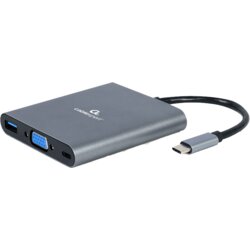 Docking station USB adapter Type-C 6-in-1 multi-port adapter (Hub3.1 + HDMI + VGA + PD + card reader + stereo audio), space grey, A-CM-COMBO6-01 Cene