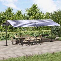 vidaXL Prostostoječa tenda modra in bela 600x300 cm krem blago jeklo Cene