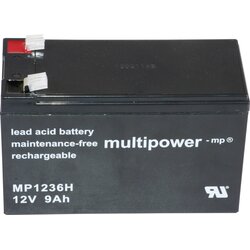 Multipower PB-12-9-6,35 MP1236H svinčeni akumulator 12 V 9 Ah svinčevo-koprenast (ŠxVxG) 151 x 102 x 65mm ploščati vtič, 6,35mm brez vzdrževanja, nizk, (20439214) Cene