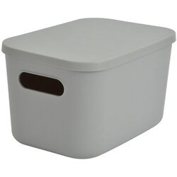 Homéa Siva plastična škatla za shranjevanje s pokrovom 24,5x18x15 cm – Cene