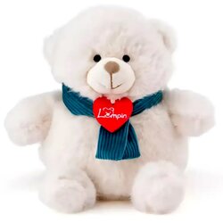 Lumpin teddy bijeli plišani medvjedić s plavim šalom 18cm - Cene