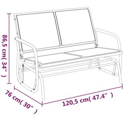 vidaXL Vrtna drsna klop črna 120,5x76x86,5 cm tekstilen in jeklo Cene