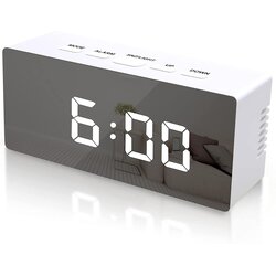 INF Digitalna LED budilka z zrcalno površino Bela, (21236342) Cene