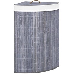 vidaXL Kutna košara za rublje od bambusa siva 60 L Cijene