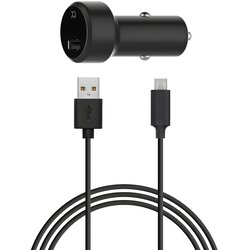 XQISIT Auto punjač 2.4A s 1x USB - A portom i USB - Micro kabelom - Crna Cene