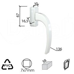 Dabel ručica za proz tara r9016 7x7/38/30x67x16,5/61/136 Cene