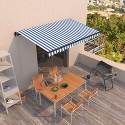 vidaXL tenda na ručno uvlačenje 450 x 350 cm plavo-bijela Cijene