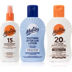 Malibu Lotion Set mleko za sončenje SPF20 100 ml + mleko za sončenje SPF15 100 ml + mleko po sončenju 100 ml Cene