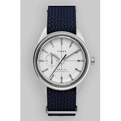 Timex Marlin Jet Auto Case Silver Watch navy fab strap Cene