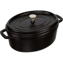 Staub Oval Cocotte, 29cm cast iron, black Cene