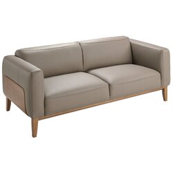 Angel Cerdá 3-sedežni kavč, oblazinjen v usnje z detajli iz orehovine, (20571337) Cene