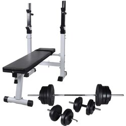 vidaXL Vadbena klop s kompletom uteži in stojalom 60,5 kg Cene