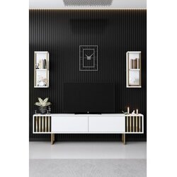 Hanah home gold line white black polica za tv Cene
