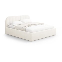 Windsor & Co Sofas Tapecirani bračni krevet s prostorom za odlaganje s podnicom 160x200 cm boje slonovače Juno – Cene