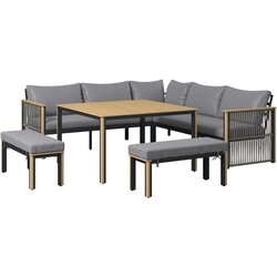 Ambia Garden jedilna lounge garnitura tkanina akacija masivno aluminij Cene