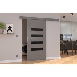 ADRK Drsna stenska vrata FORLI z lakobel detajli 96 cm - SIVA-LAKIRANA RNA, VISOK SIJAJ Cene