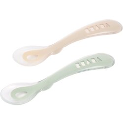 Beaba Silicone Spoon Set žlička Clay / Misty green 8m+ 2 kos Cene