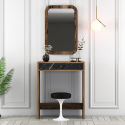 Hanah home lizbon mirror - walnut, black, marble walnutblackmarble make-up table Cene