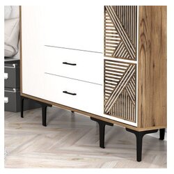 Hanah home kumsal stp - walnut, white walnutwhite wardrobe Cene
