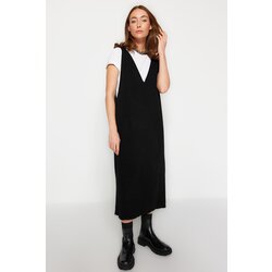 Trendyol Black Maxi Knitwear V-Neck Gilet Dress Cijene