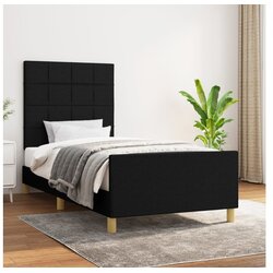  Za krevet s uzglavljem crni 90x200 cm od tkanine Cijene