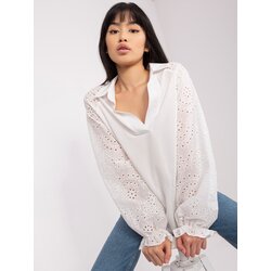 Fashion Hunters Ecru Lady's Shirt Blouse with Collar Cene