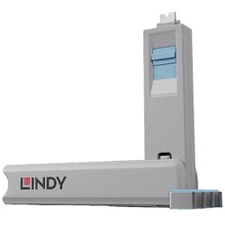 Lindy USB Type C Port Blocker Key - Pack of 4 Blockers, Blue Cene