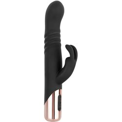 Rosy Gold Rabbit Vibrator with thrusting function - Black Cene