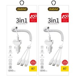 Dudao Komplet za polnjenje avtomobilskega telefona 3v1 + bel kabel, (21580747) Cene