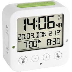 Brez znamke TFA Dostmann 60.2528.02 radijski budilica bijela, zelena Vrijeme alarma 2 Cene