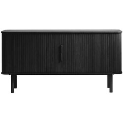 Unique Furniture Crna niska komoda u dekoru hrasta s kliznim vratima 76x160 cm Cavo – Cene