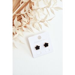 Kesi Delicate black and gold floral earrings Cene
