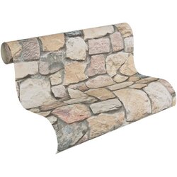 A.S. CREATION TAPETEN papirnata tapeta (Bež-sive boje, Izgled kamena, 10,05 m x 53 cm) Cene