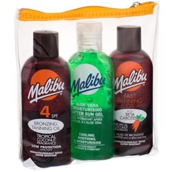 Malibu Bronzing Tanning Oil Set olje pred sončenjem SPF4 100 ml + olje za hitro porjavitev 100 ml + gel po sončenju Aloe Vera 100 ml Cene
