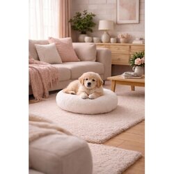 Paws &amp; Whiskers Yuvarlak Beige Pet Bed Cene