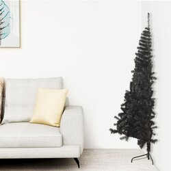 vidaXL umjetna polovica božićnog drvca sa stalkom crna 150 cm PVC Cijene