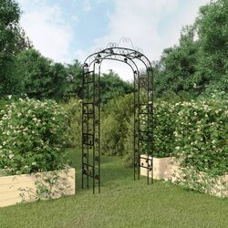 vidaXL Vrtni luk crni 116 x 45 x 240 cm čelični Cijene