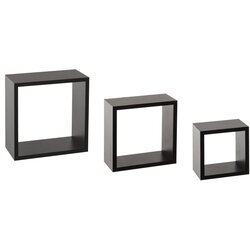 5five Zidne police u obliku kocke, 3 kom. FIXY 15x9x15, 20x9x20, 25x9x25cm mdf, crne Cene