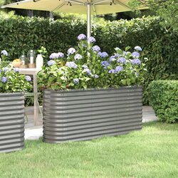 vidaXL Visoka greda iz prašno premazanega jekla 152x40x68 cm siva Cene