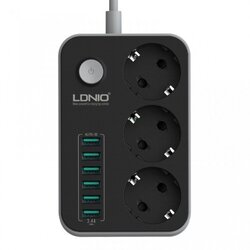Siyoteam produžni kabl ldnio SE3631 3 eu plug + 6 usb plug max 2500W 1.6M black Cene