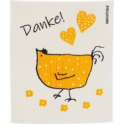 OWOSCHFETZN Spužvasta krpa "Henne Berta - Danke" - Žuta Cijene