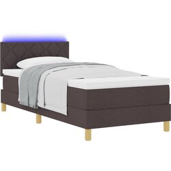 vidaXL Postelja s podom z vzmetnico in LED Temno rjava 100x200 cm Tkanina, (22084072) Cene