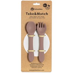 Petite&Mars Silikonska žlica i vilica 6 m+ Take&Match, Velvet Latte Cene