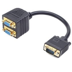 VIDEO spliter GEMBIRD 1 to 2 VGA, 2xHD15F, 1xHD15M, 0,2m, black, CC-VGAX2-20CM Cene
