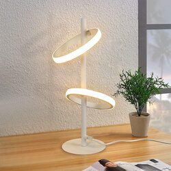 Nettlife Lampe de table, lampe de chevet LED moderne, anneau blanc, rotative, amovible, 13 W, 3 000 K, (22141559) Cene
