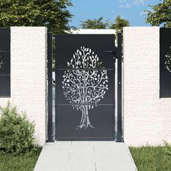  Vrtna vrata antracit 105 x 130 cm čelična s uzorkom stabla Cijene