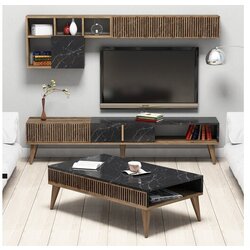 Hanah home set nameštaja za dnevnu sobu Milano - orah, crna Cene